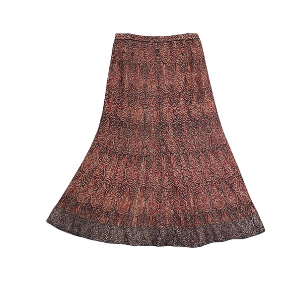 Peruvian Connection black red gold metallic knit sweater maxi skirt M - Picture 3 of 5